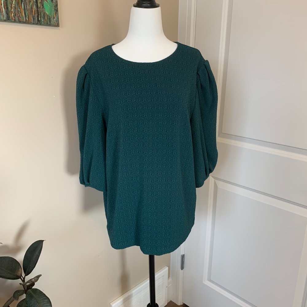 B.Young Green Puff Sleeve top, Size 38 / 6